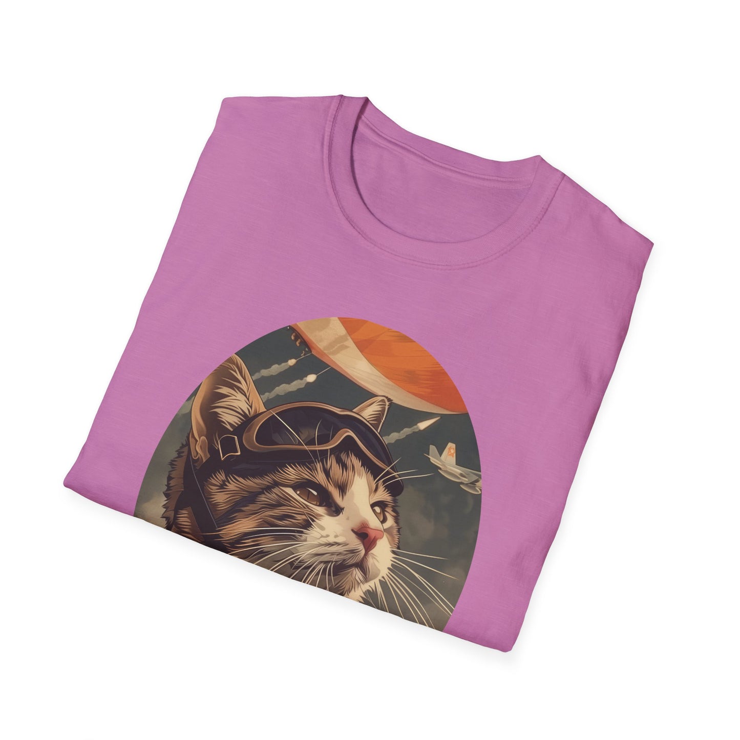 Cat Fighter Pilot - Unisex Softstyle T-Shirt