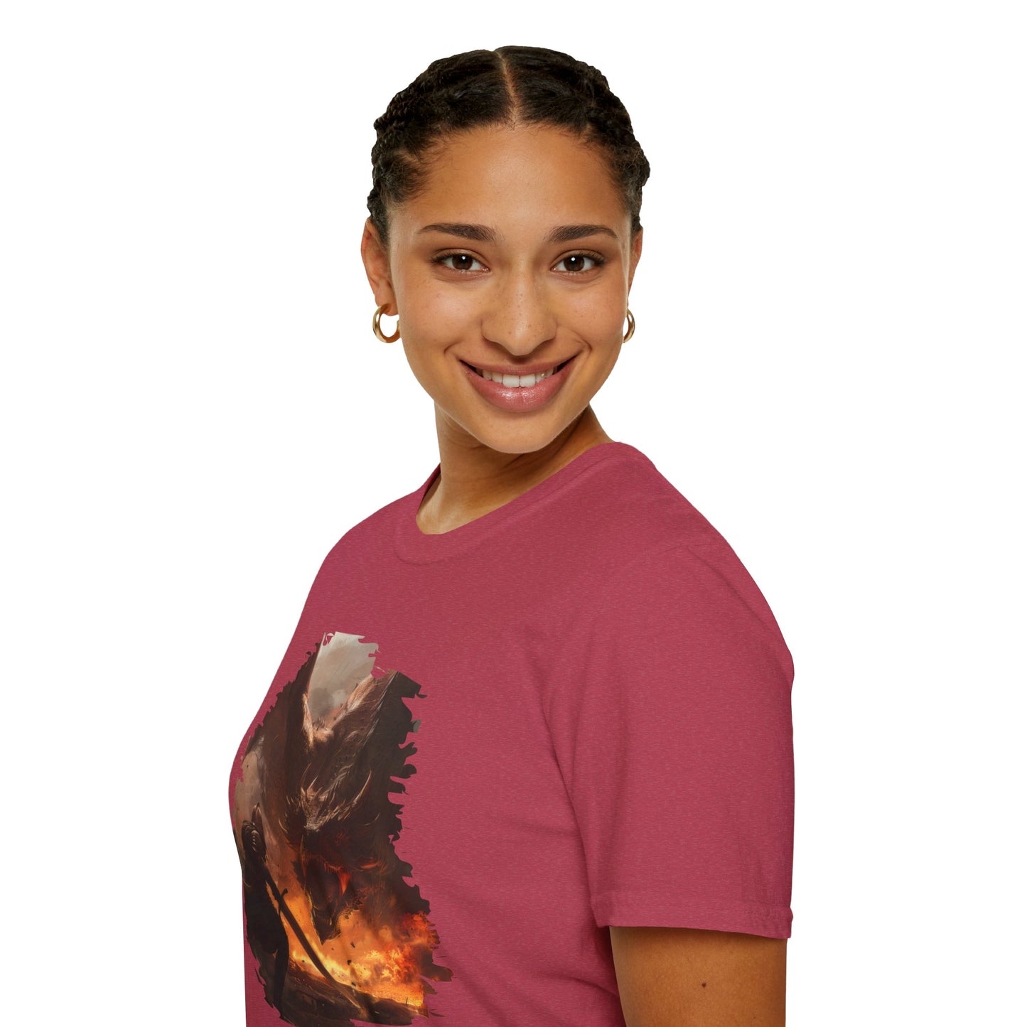 Fighter and Dragon - Unisex Softstyle T-Shirt