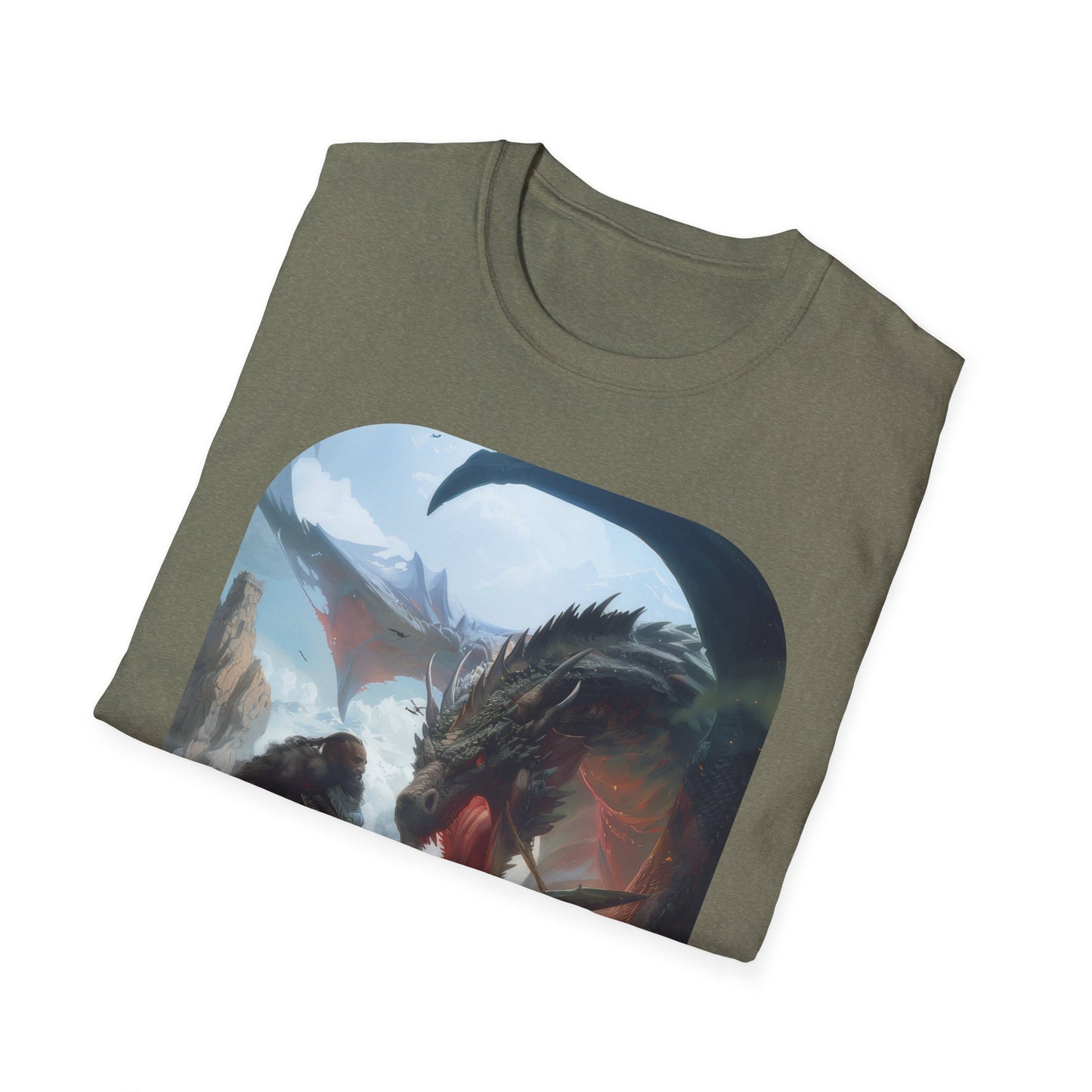 Fighter and Dragon - Unisex Softstyle T-Shirt