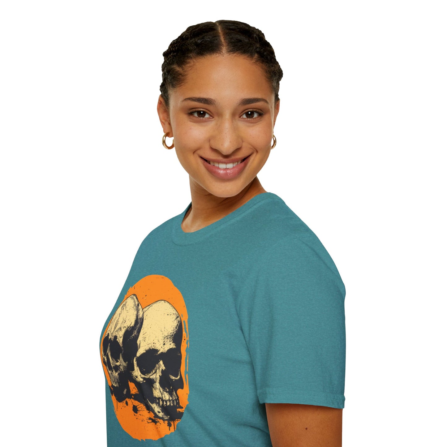 Skulls on Orange - Unisex Softstyle T-Shirt