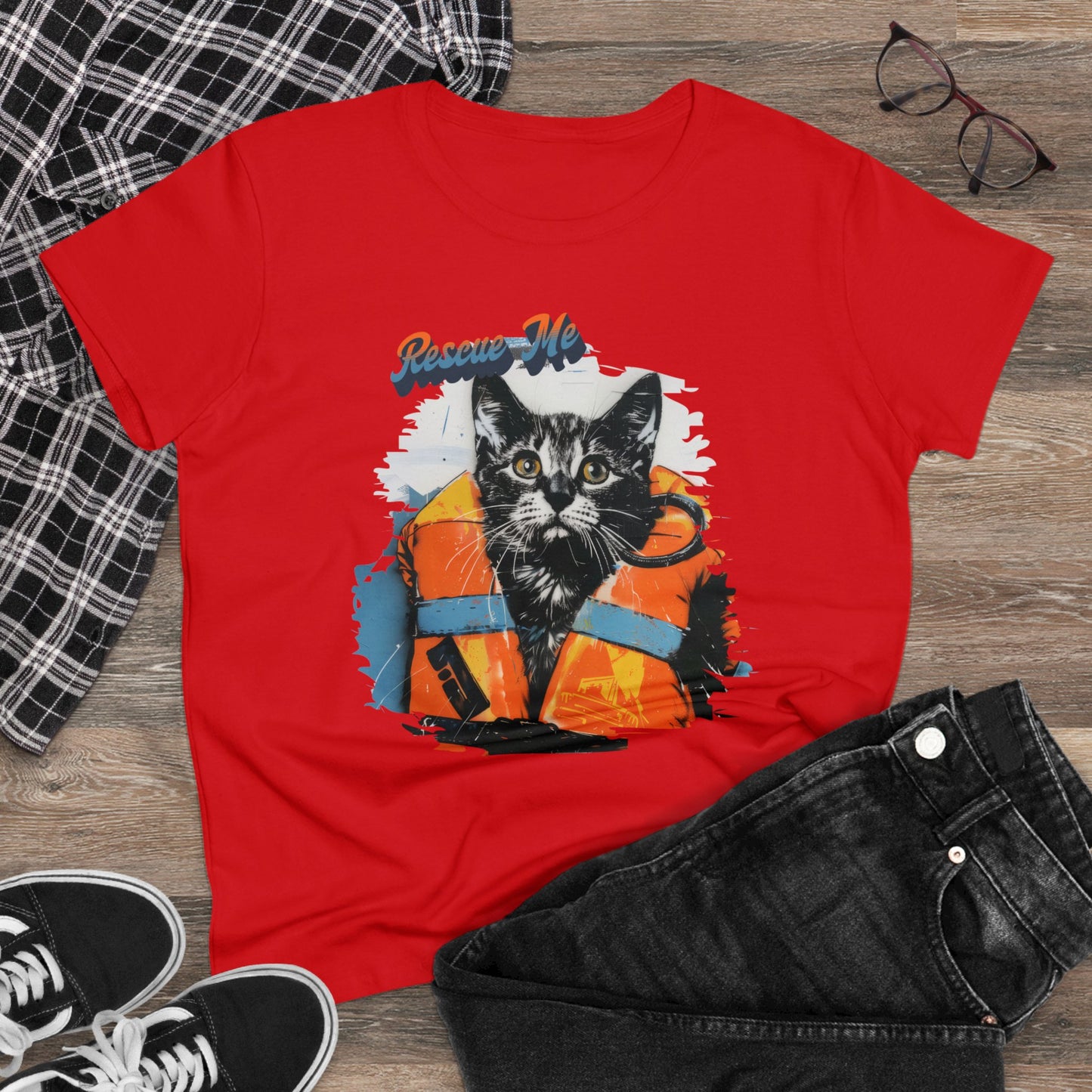 Rescue Cat - Women's Midweight Cotton Tee