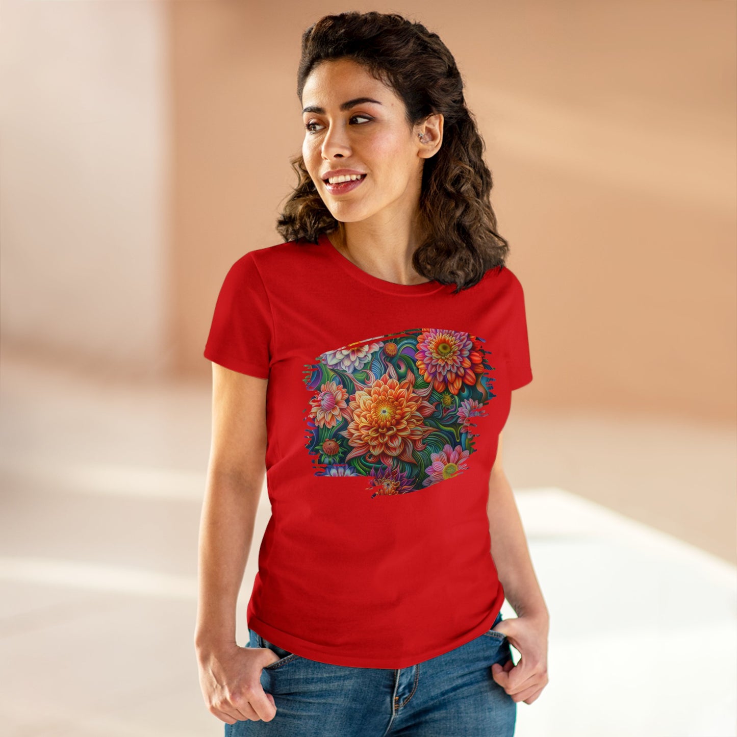 Pastel Flowers - Women's Midweight Cotton Tee