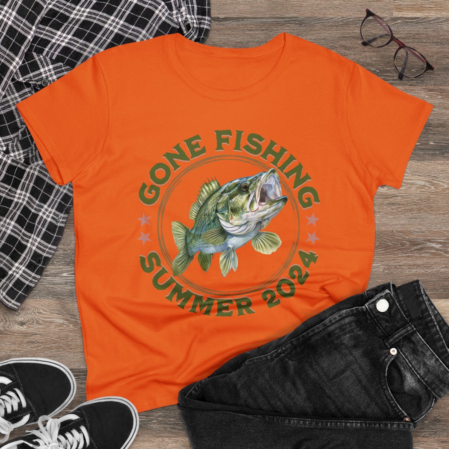 Gone Fishing - Women's Midweight Cotton Tee