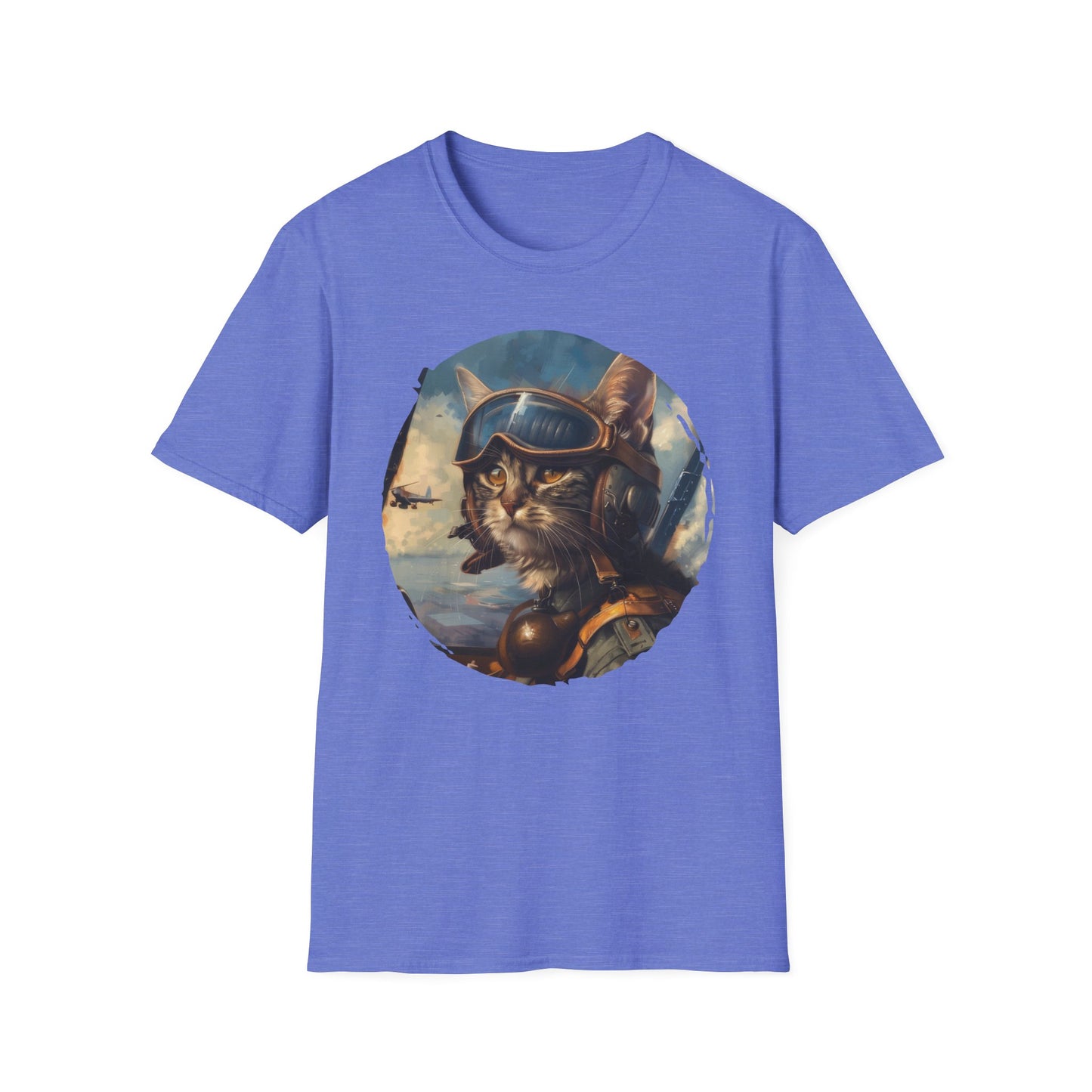 Cat Fighter Pilot - Unisex Softstyle T-Shirt