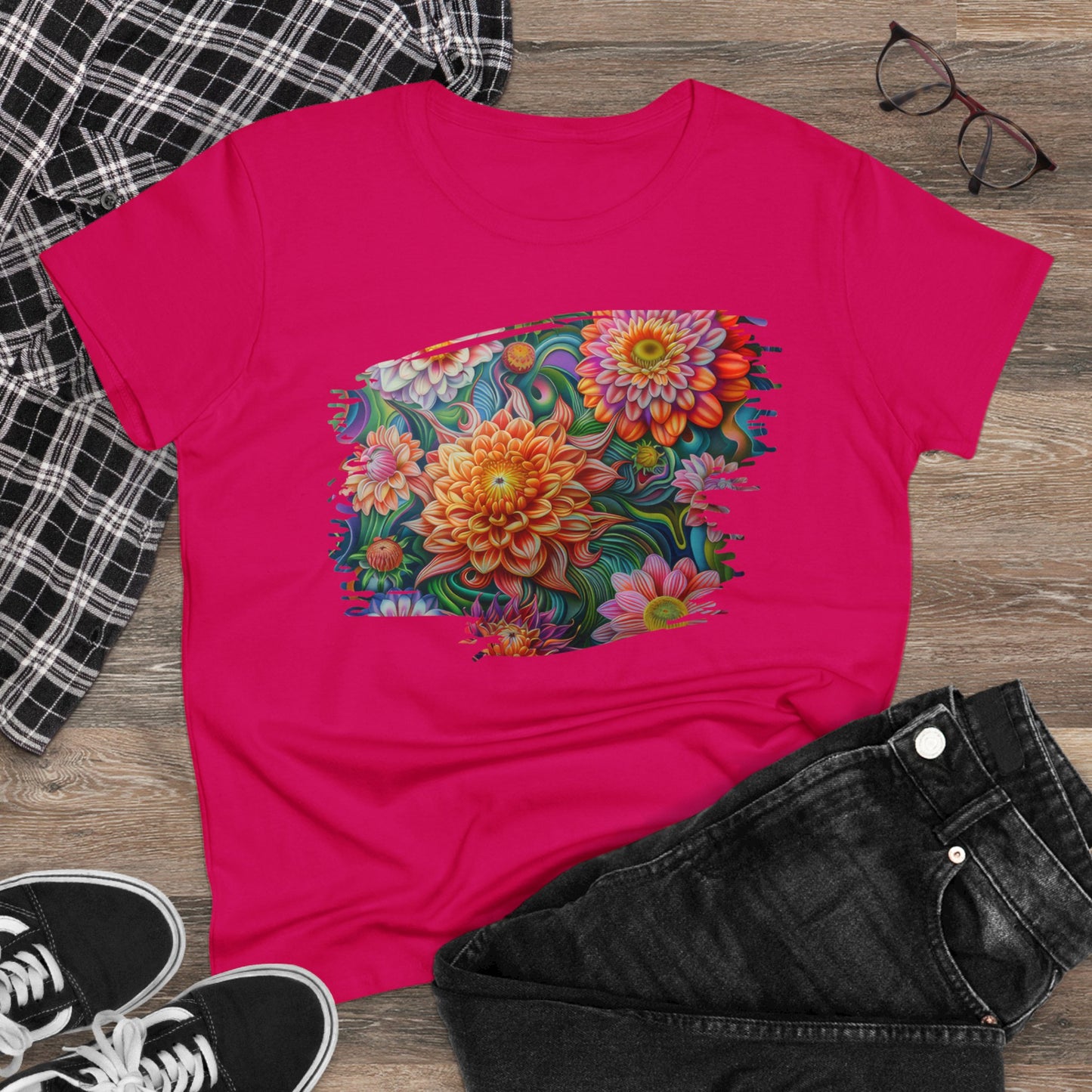 Pastel Flowers - Women's Midweight Cotton Tee