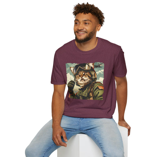 Cat Fighter Pilot - Unisex Softstyle T-Shirt