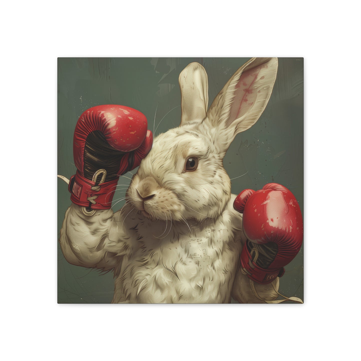 Bunny Pugilist - Canvas Stretched, 0.75"