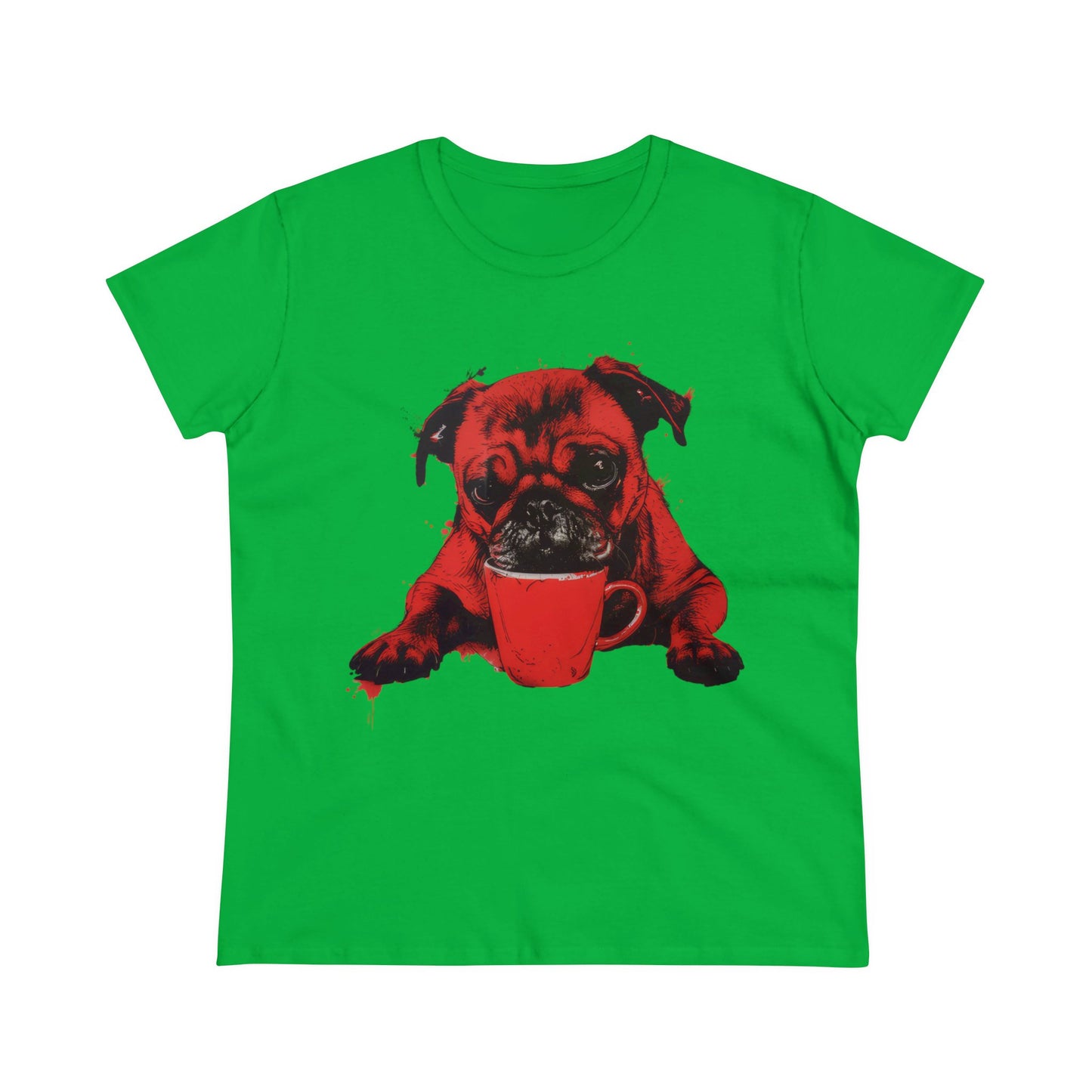 Dog Likes Coffee - Women's Midweight Cotton Tee