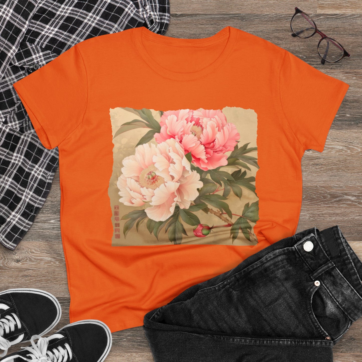 Peony - Flower - Women's Midweight Cotton Tee