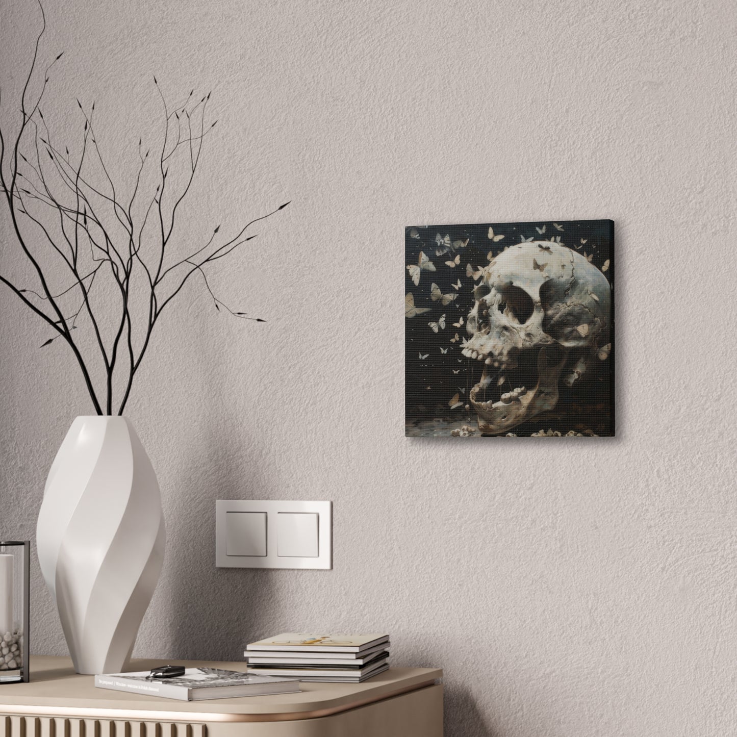 Skull and Butterflies - Canvas Stretched, 0.75"