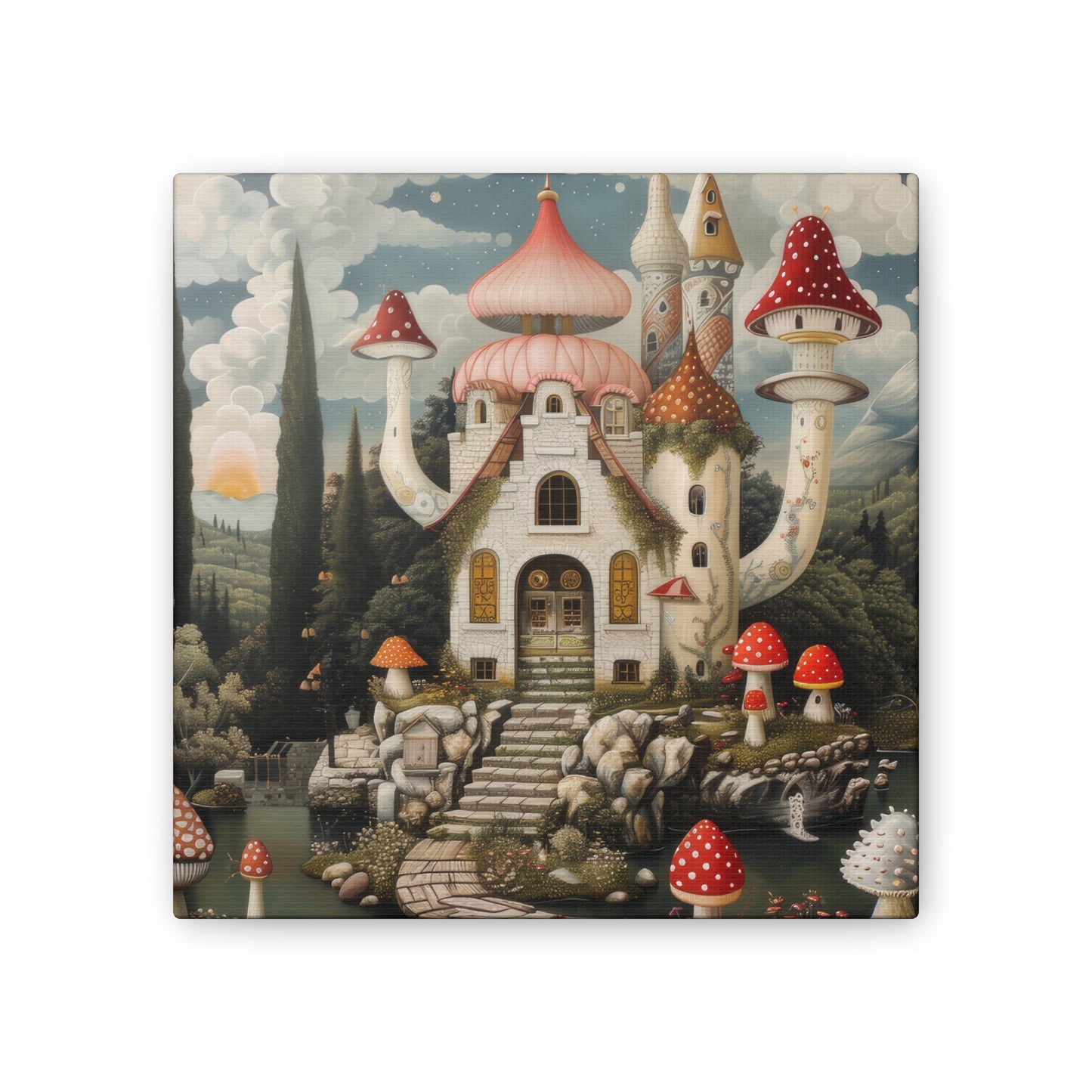 Mushroom House - Canvas Stretched, 0.75"