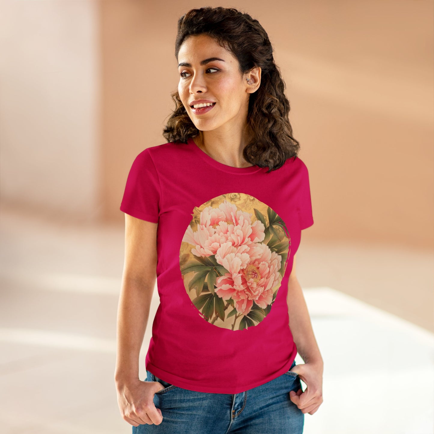 Peony - Flower - Women's Midweight Cotton Tee