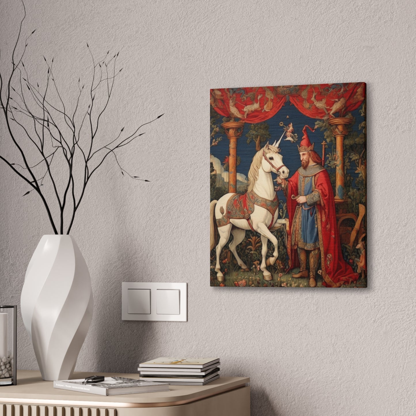 Mage and the Unicorn Tapestry - Canvas Stretched, 0.75"