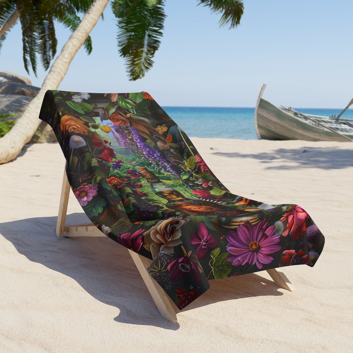 Whiskey & Flowers - Beach Towel