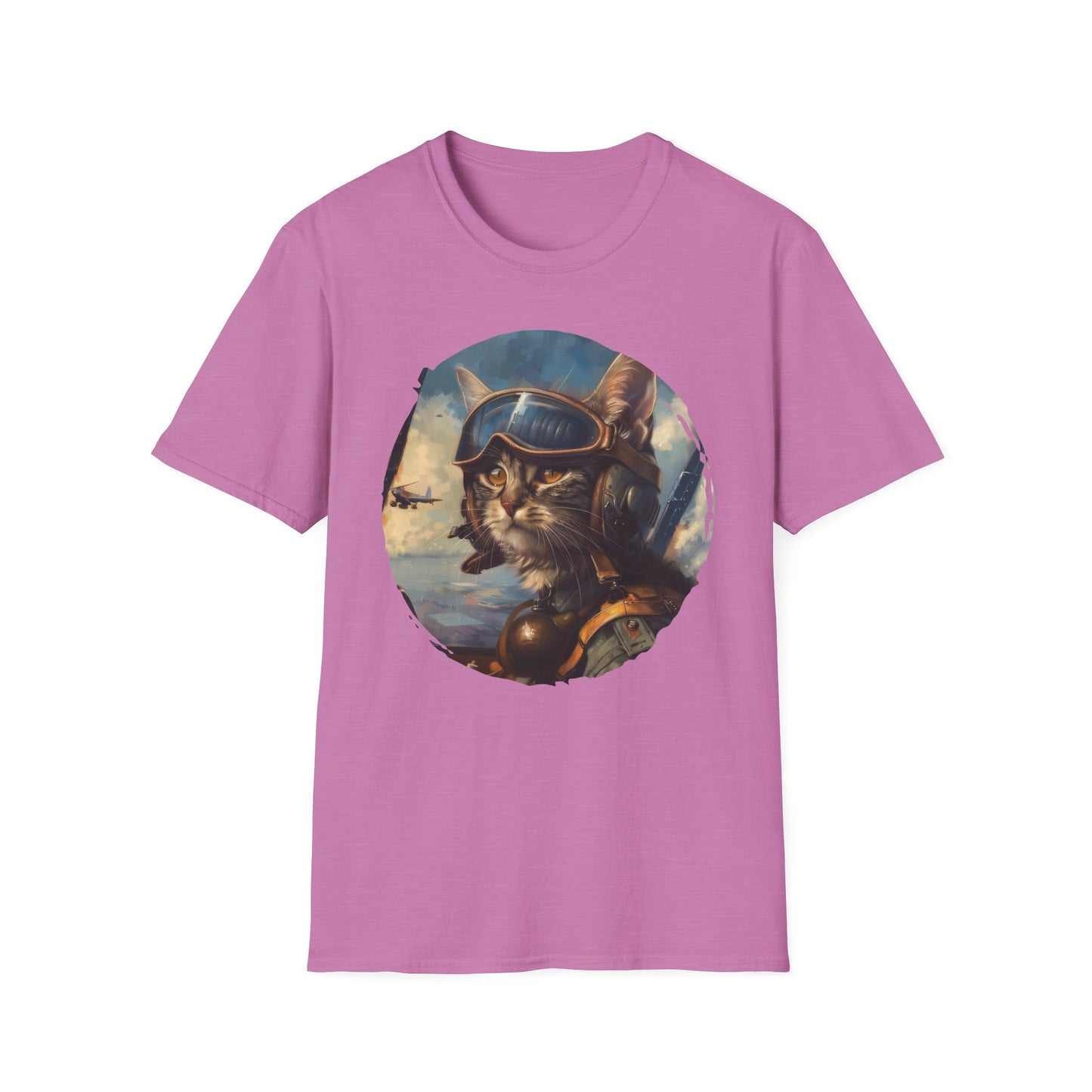 Cat Fighter Pilot - Unisex Softstyle T-Shirt