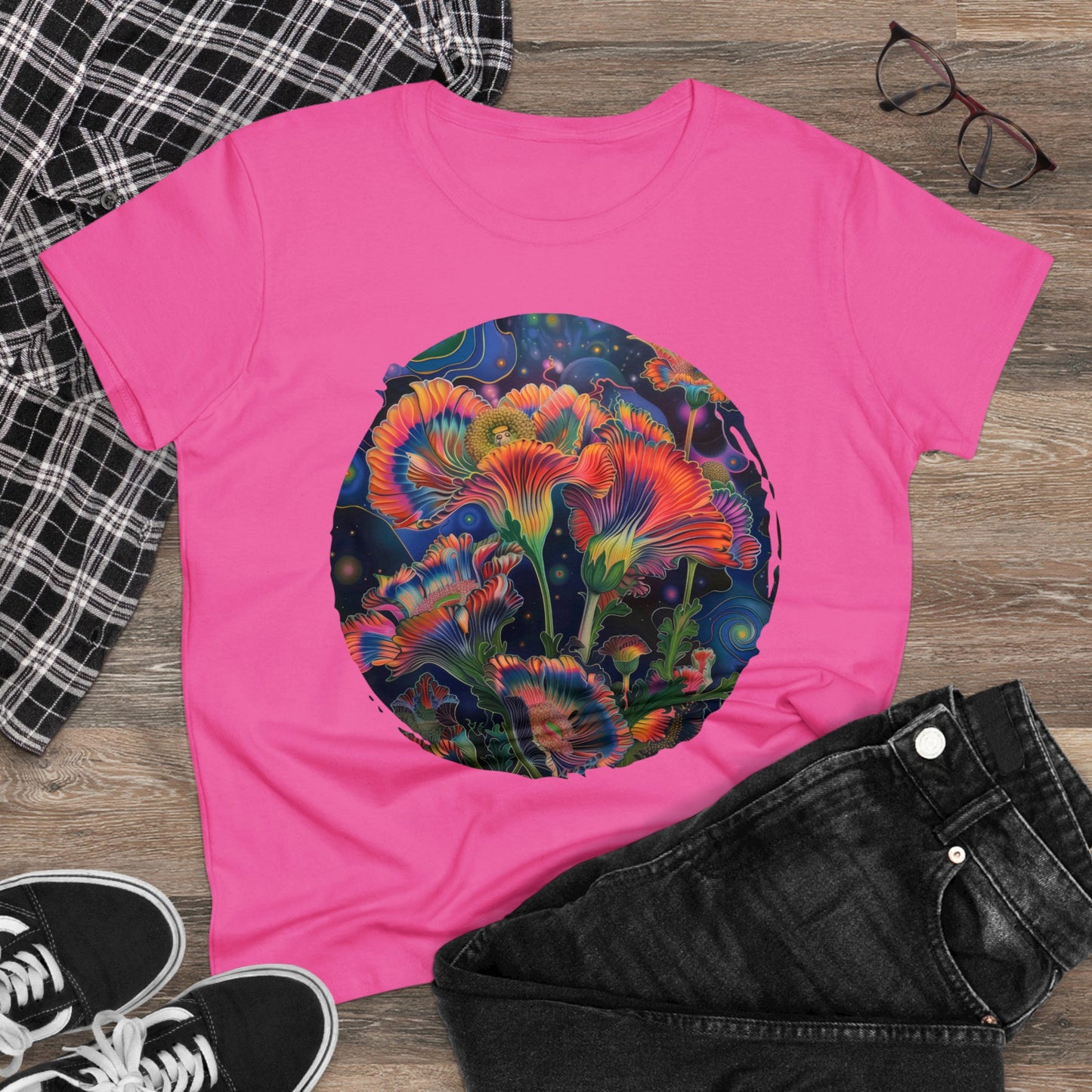 Pastel Flowers - Women's Midweight Cotton Tee