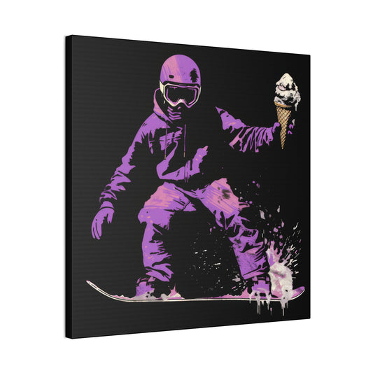 Snowboarder with Ice Cream - Canvas Stretched, 0.75"