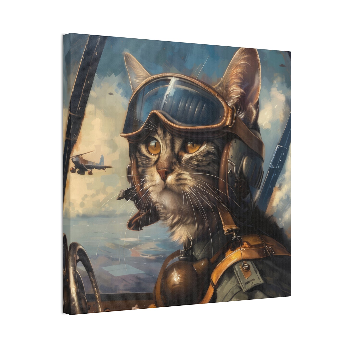 Cat Fighter Pilot - Canvas Stretched, 0.75"