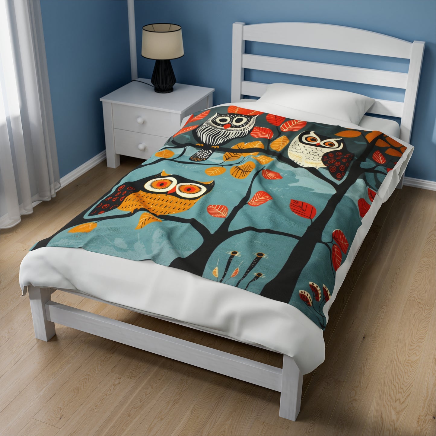 Owls - Trifecta - Velveteen Plush Blanket s