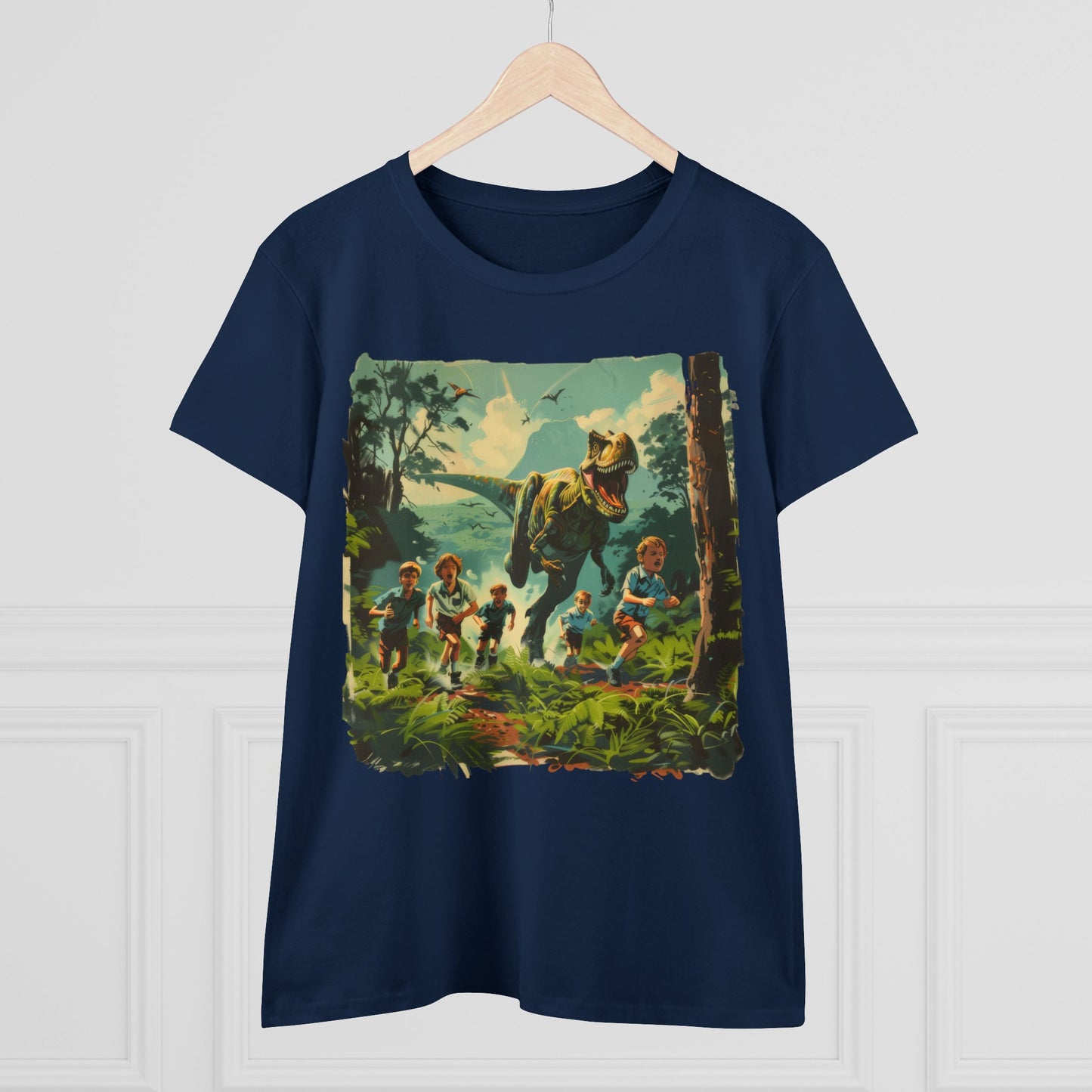 Dinosaur Chase - Women's Midweight Cotton Tee