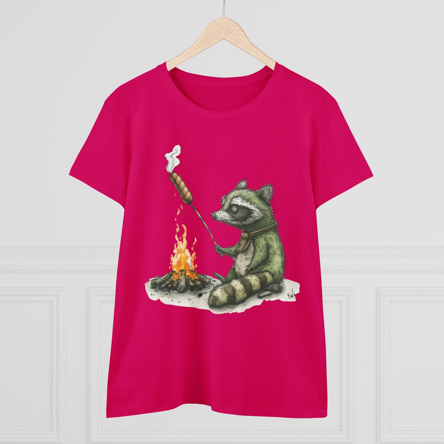 Raccoon Campfire - Women's Midweight Cotton Tee