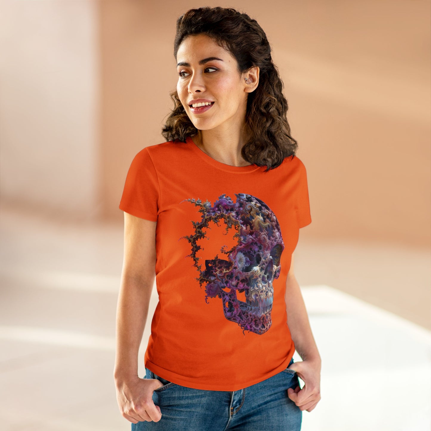 Fractal Skull - Women's Midweight Cotton Tee