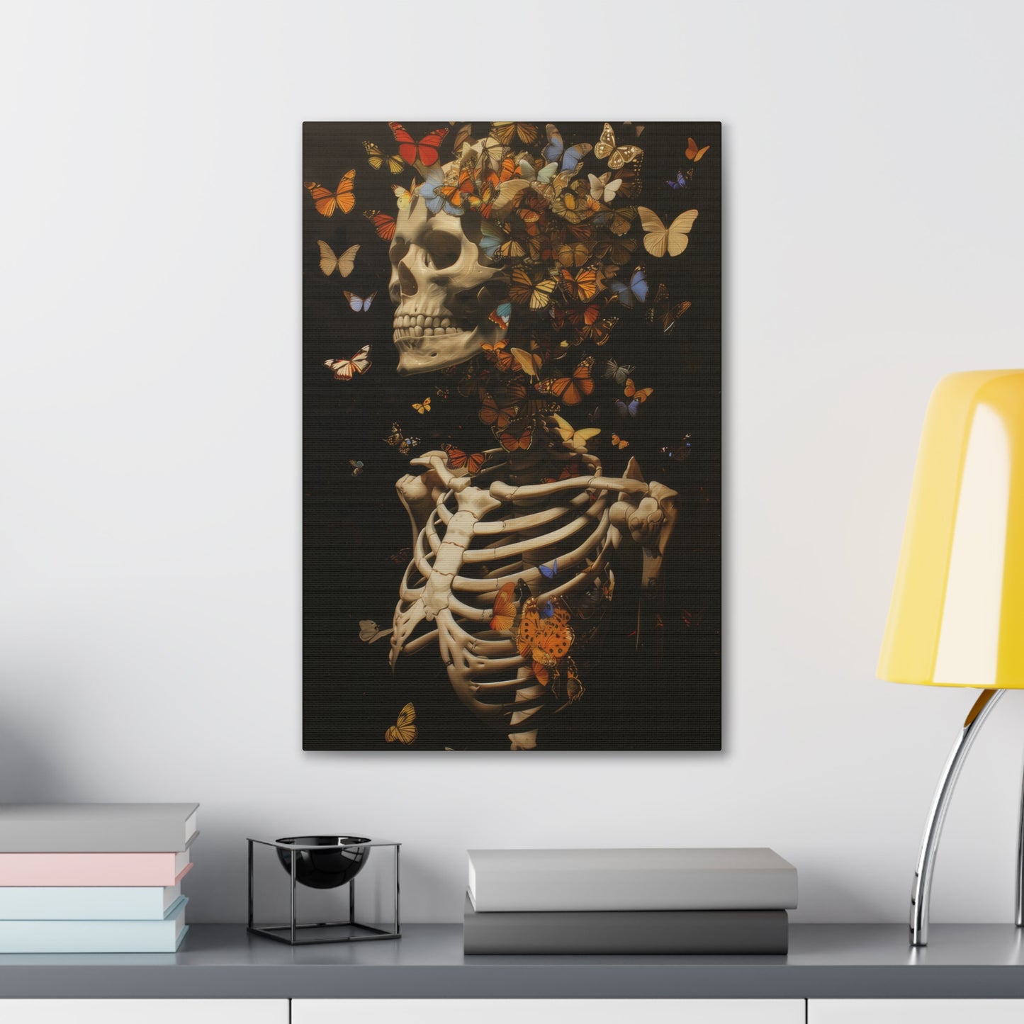 Skeleton and Butterflies - Canvas Stretched, 0.75"