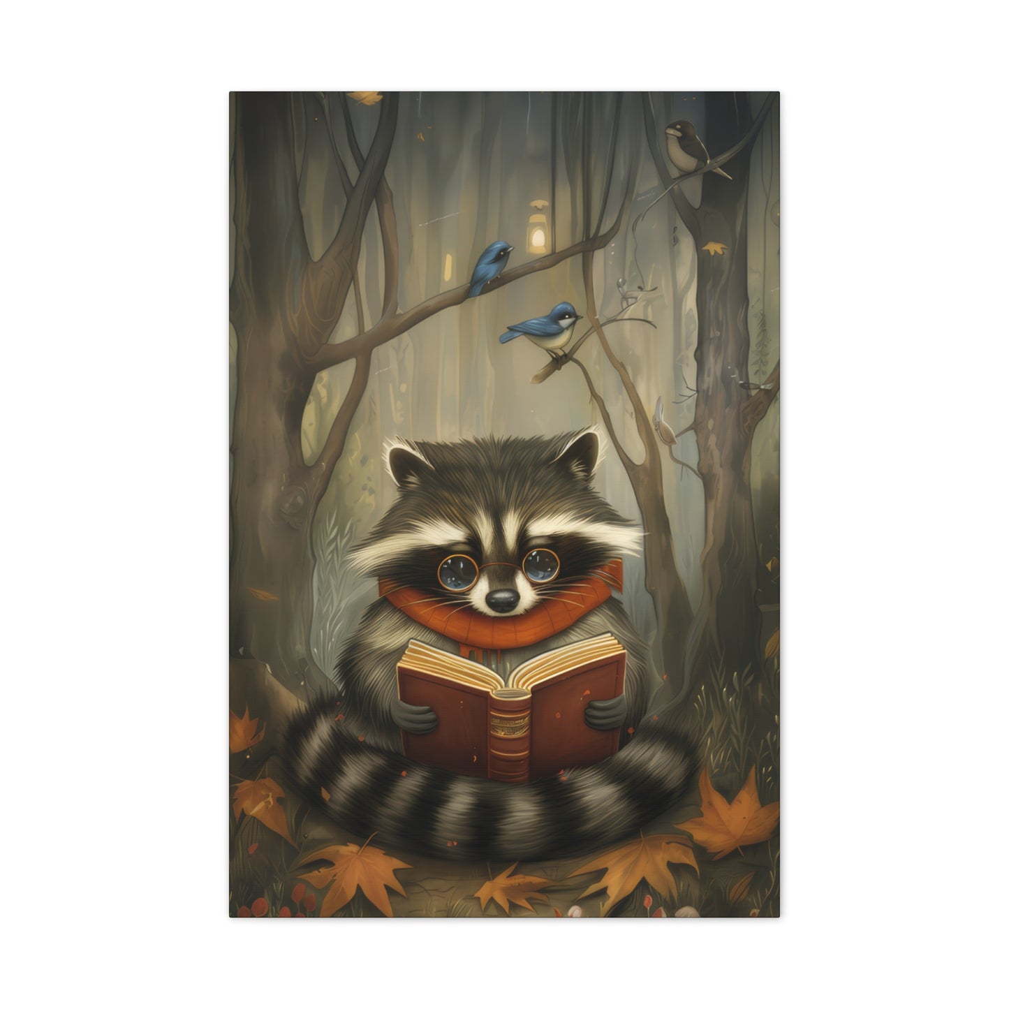 Reading Raccoon - Canvas Stretched, 0.75"