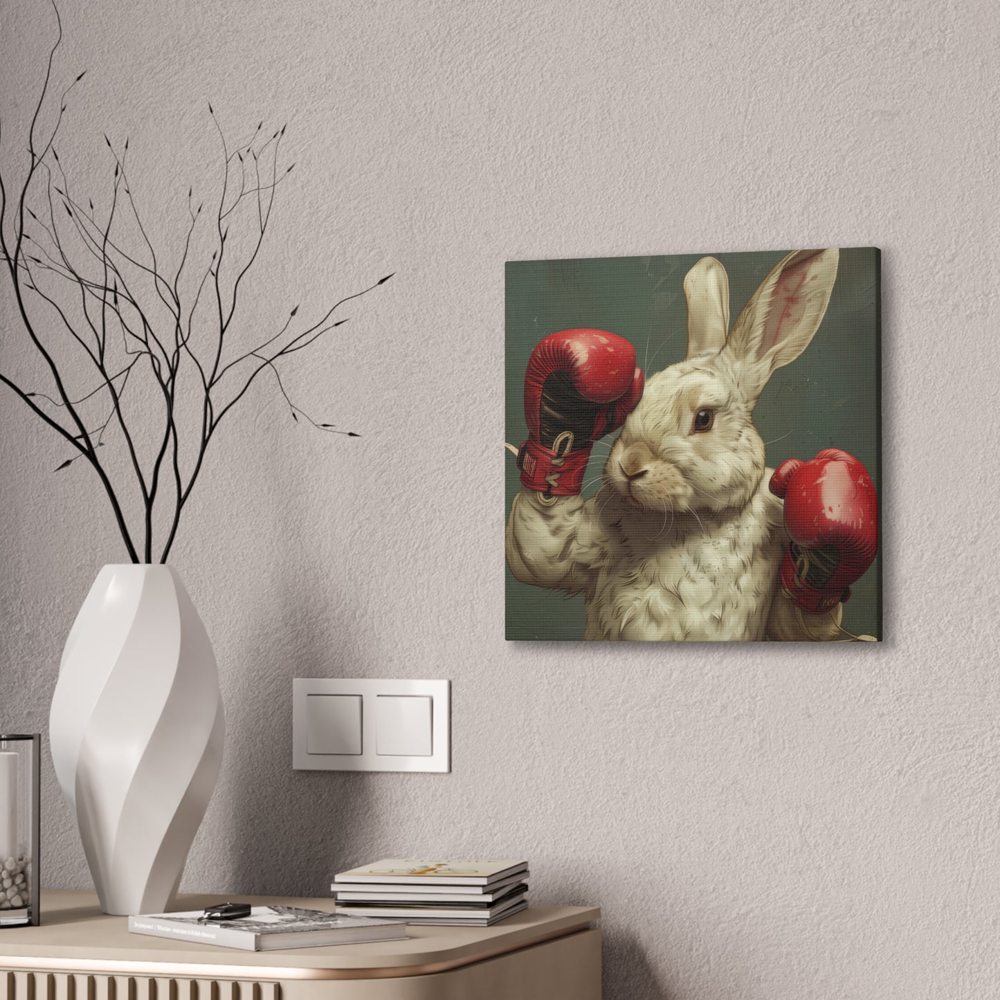 Bunny Pugilist - Canvas Stretched, 0.75"