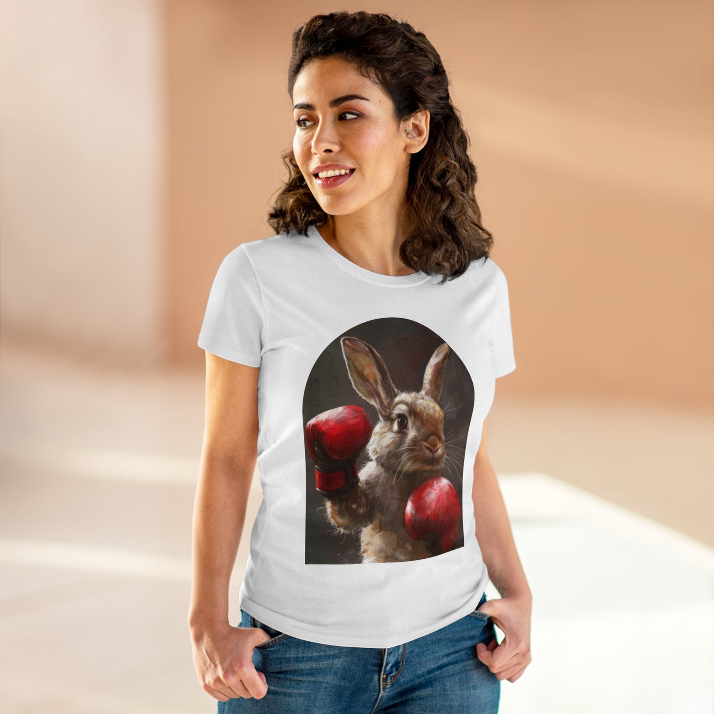 Boxing Rabbit - Women's Midweight Cotton Tee