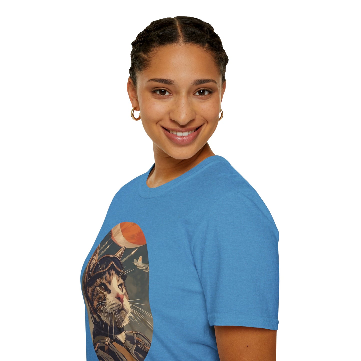 Cat Fighter Pilot - Unisex Softstyle T-Shirt