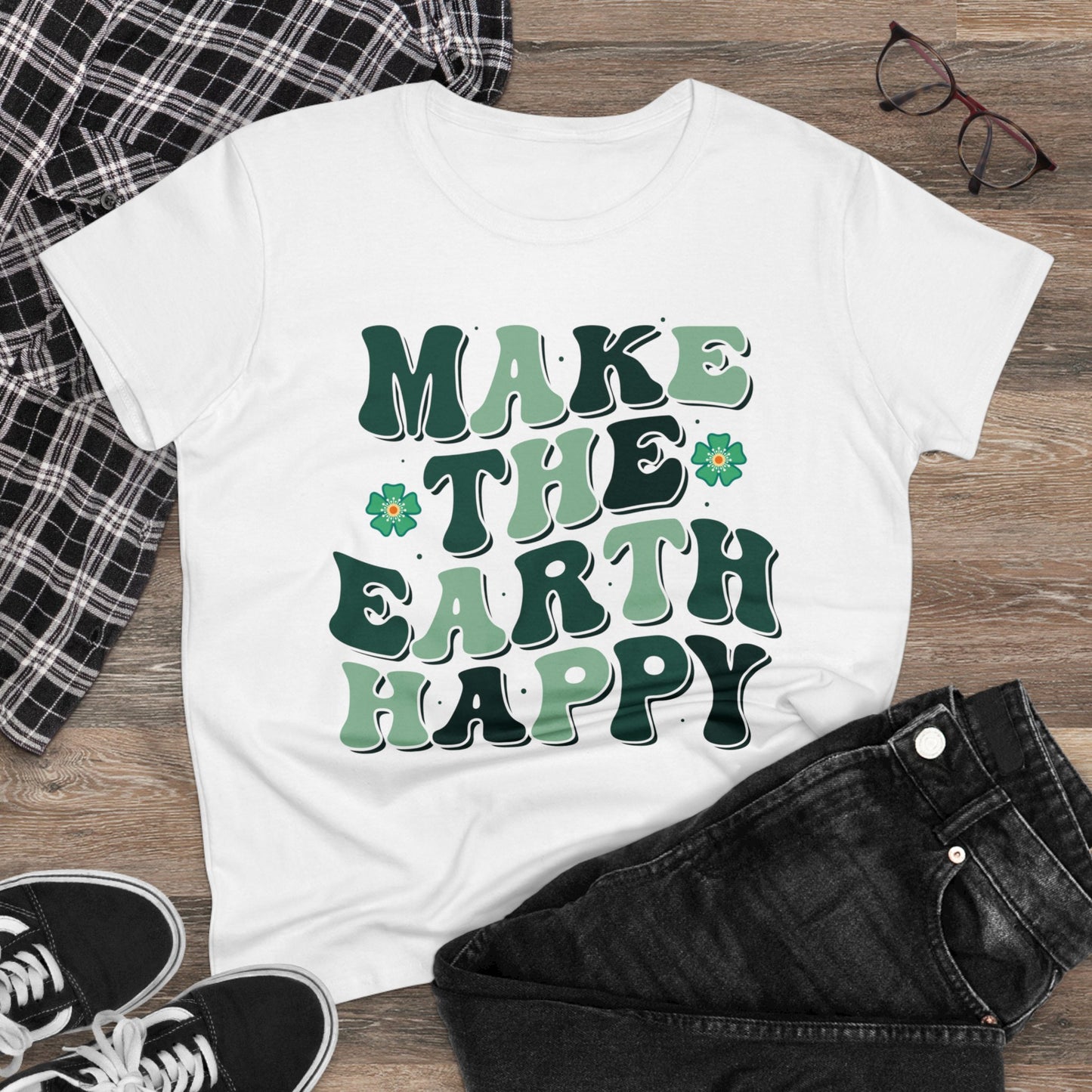 Make the Earth Happy - Gardening - Women's Midweight Cotton Tee