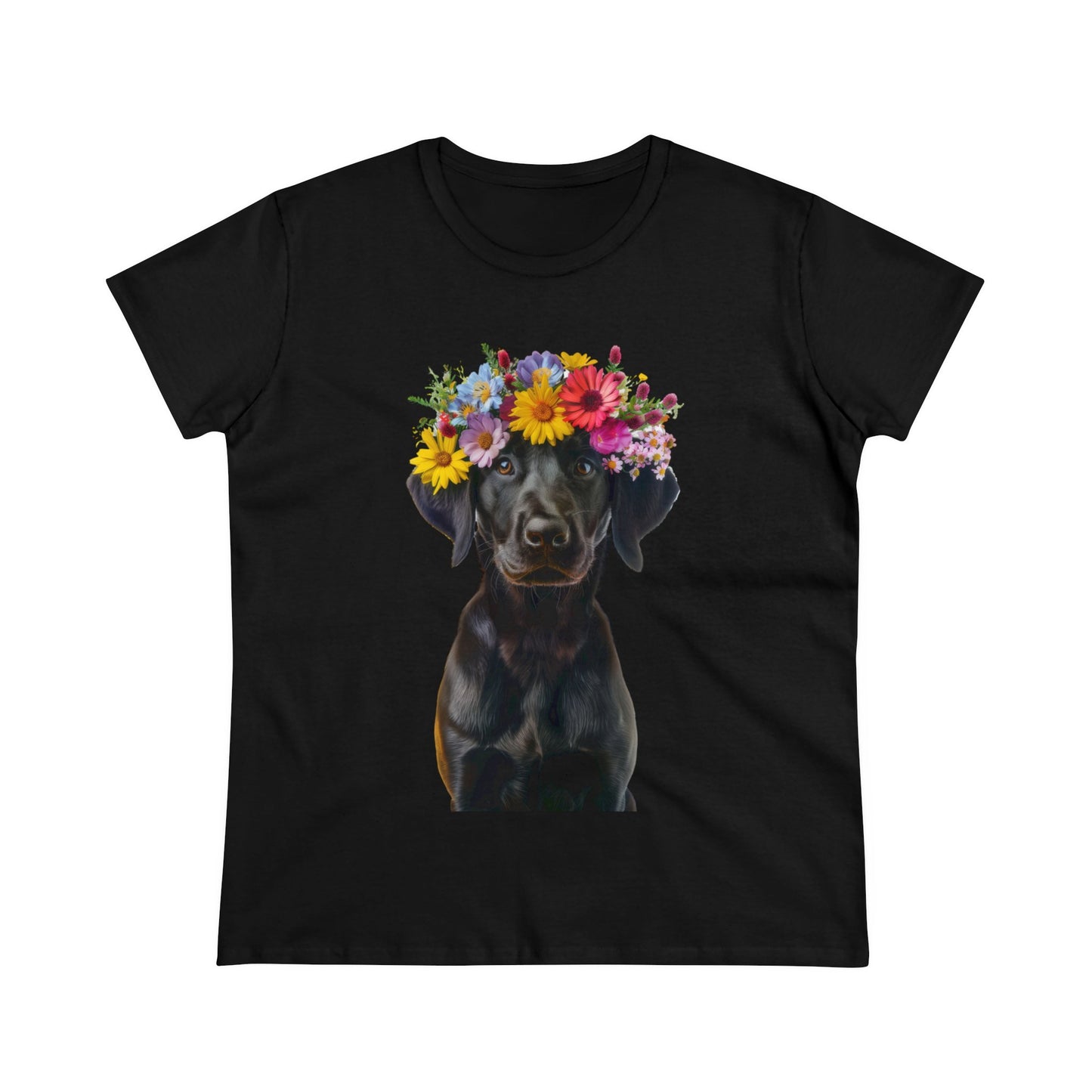 Dog's Flower Crown - Women's Midweight Cotton Tee