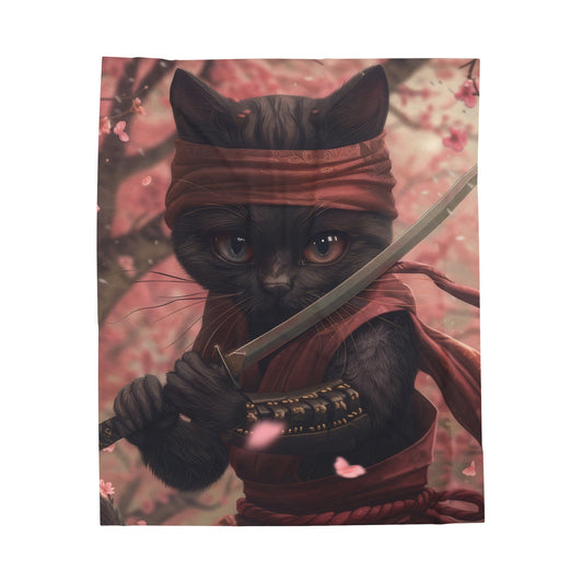 Kitty Ninja - Velveteen Plush Blanket