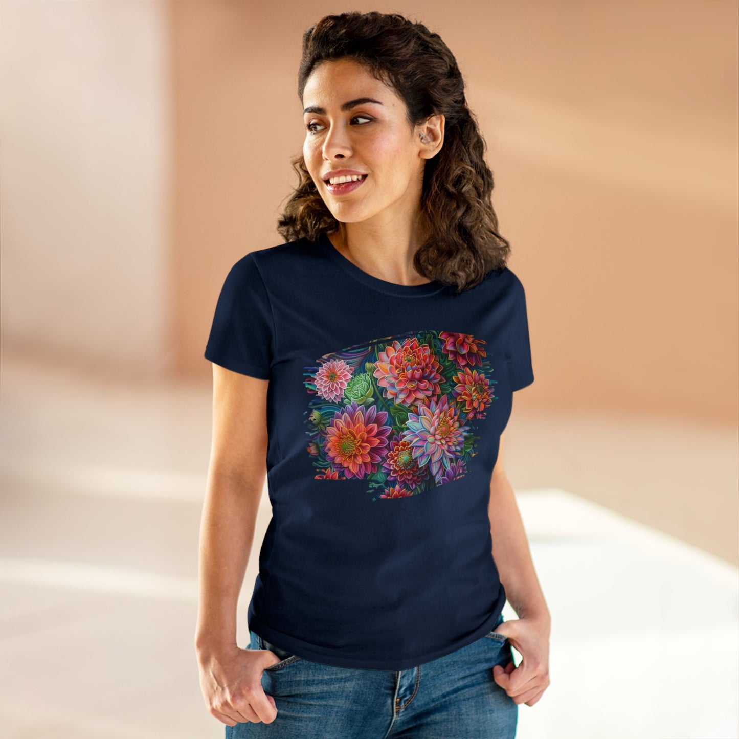 Pastel Flowers - Women's Midweight Cotton Tee