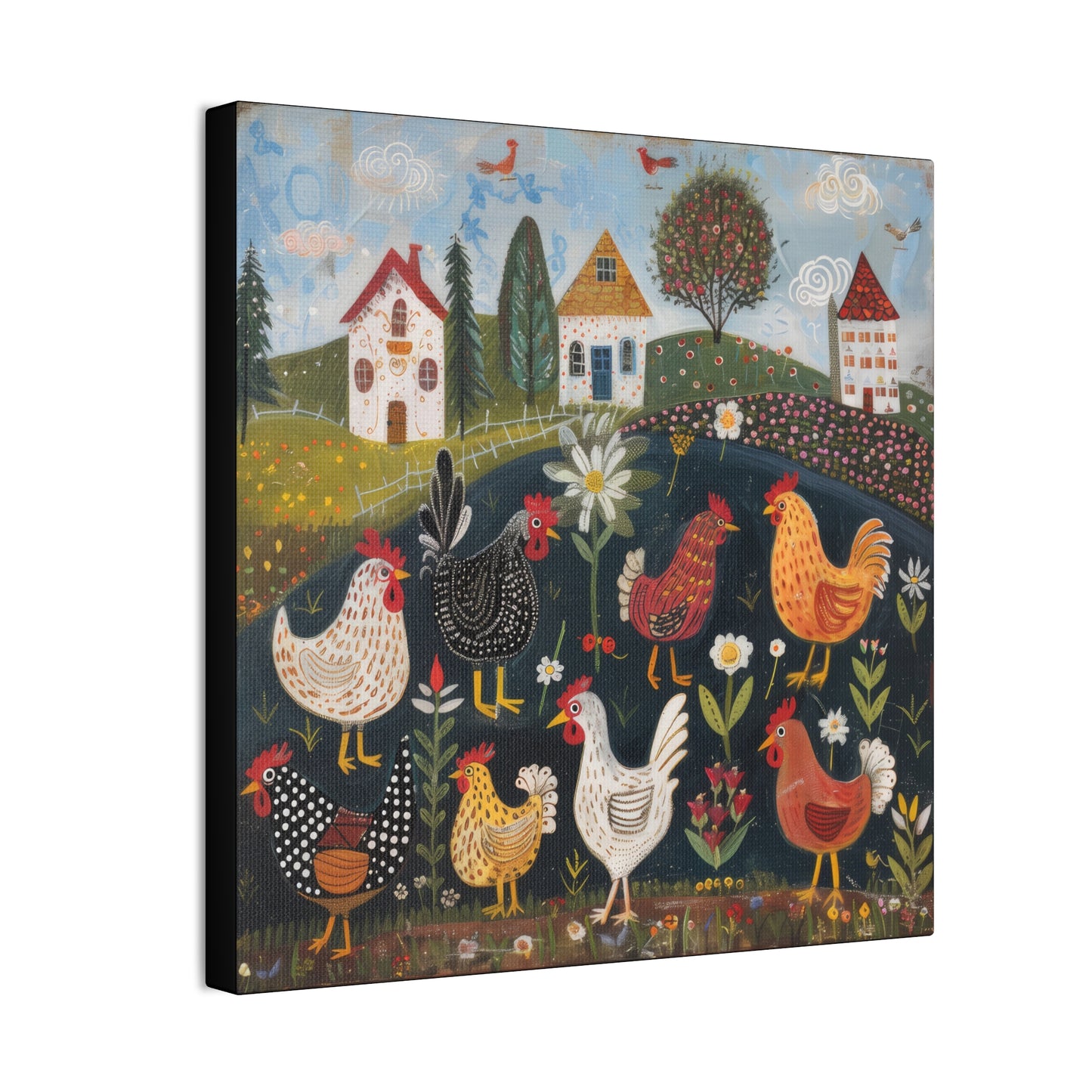 Chickens - Canvas Stretched, 0.75" - Canvas Stretched, 0.75"