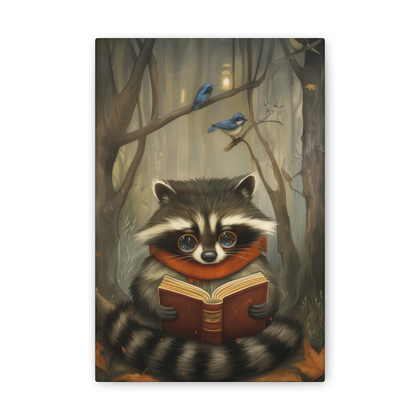 Reading Raccoon - Canvas Stretched, 0.75"