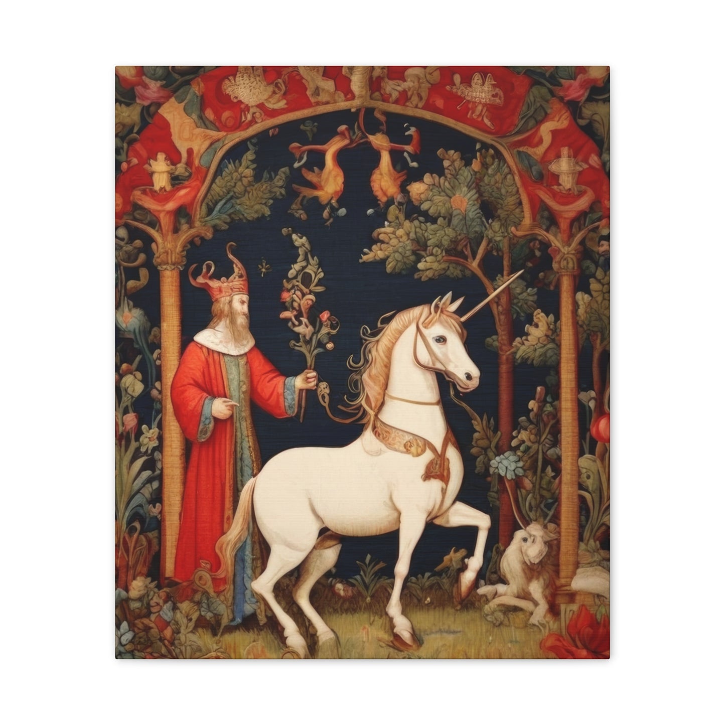 Wizard and the Unicorn Tapestry - Canvas Stretched, 0.75"