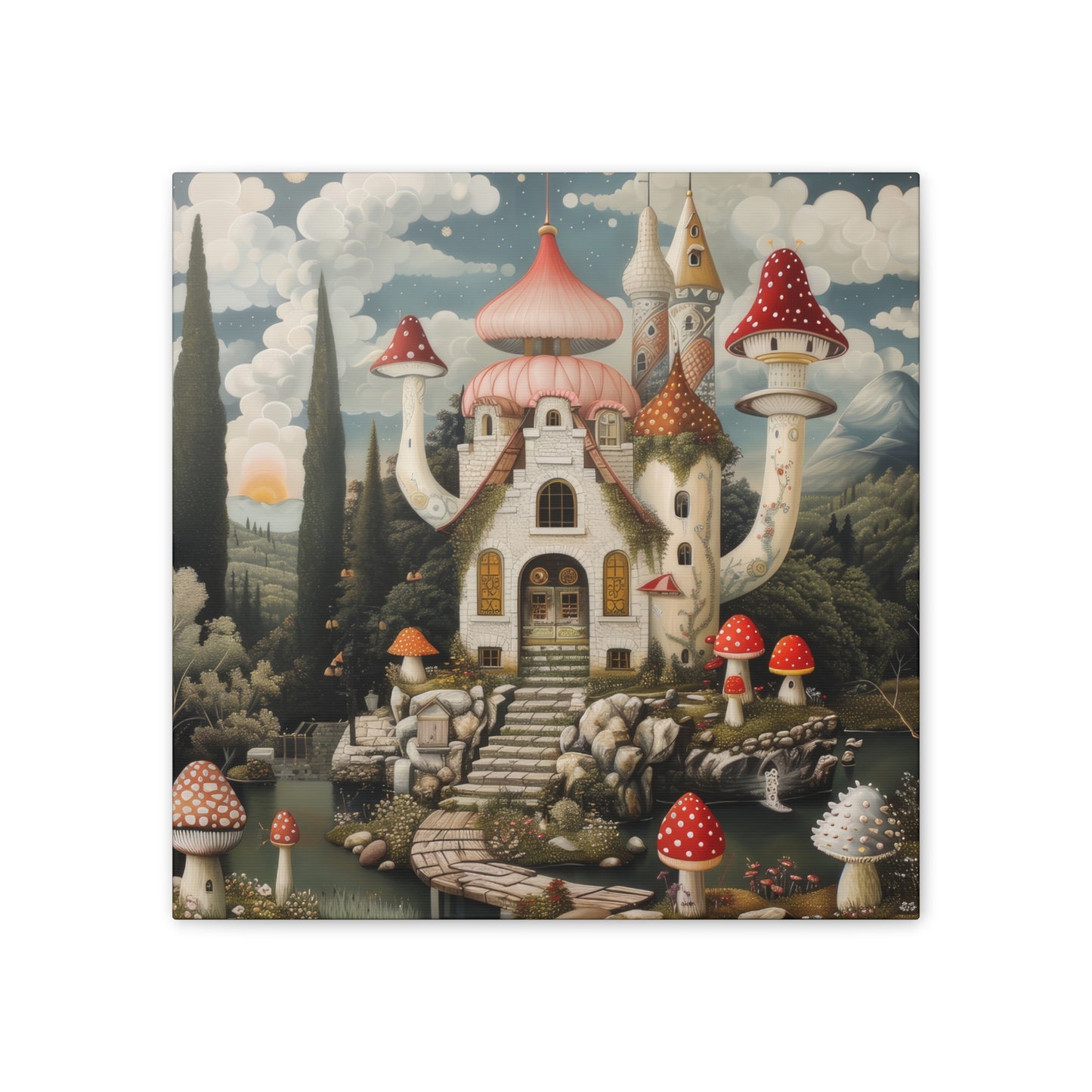 Mushroom House - Canvas Stretched, 0.75"