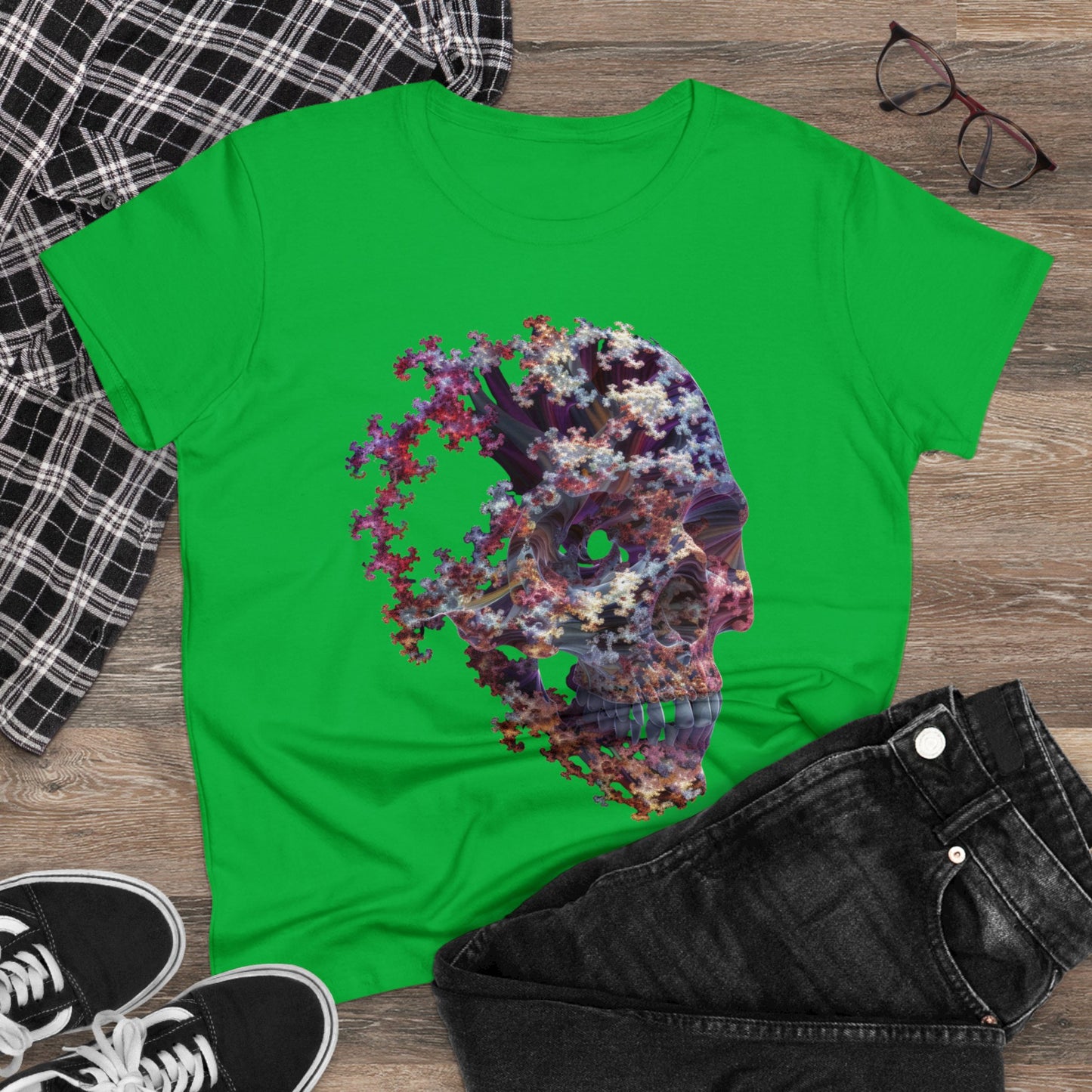 Fractal Skull - Women's Midweight Cotton Tee