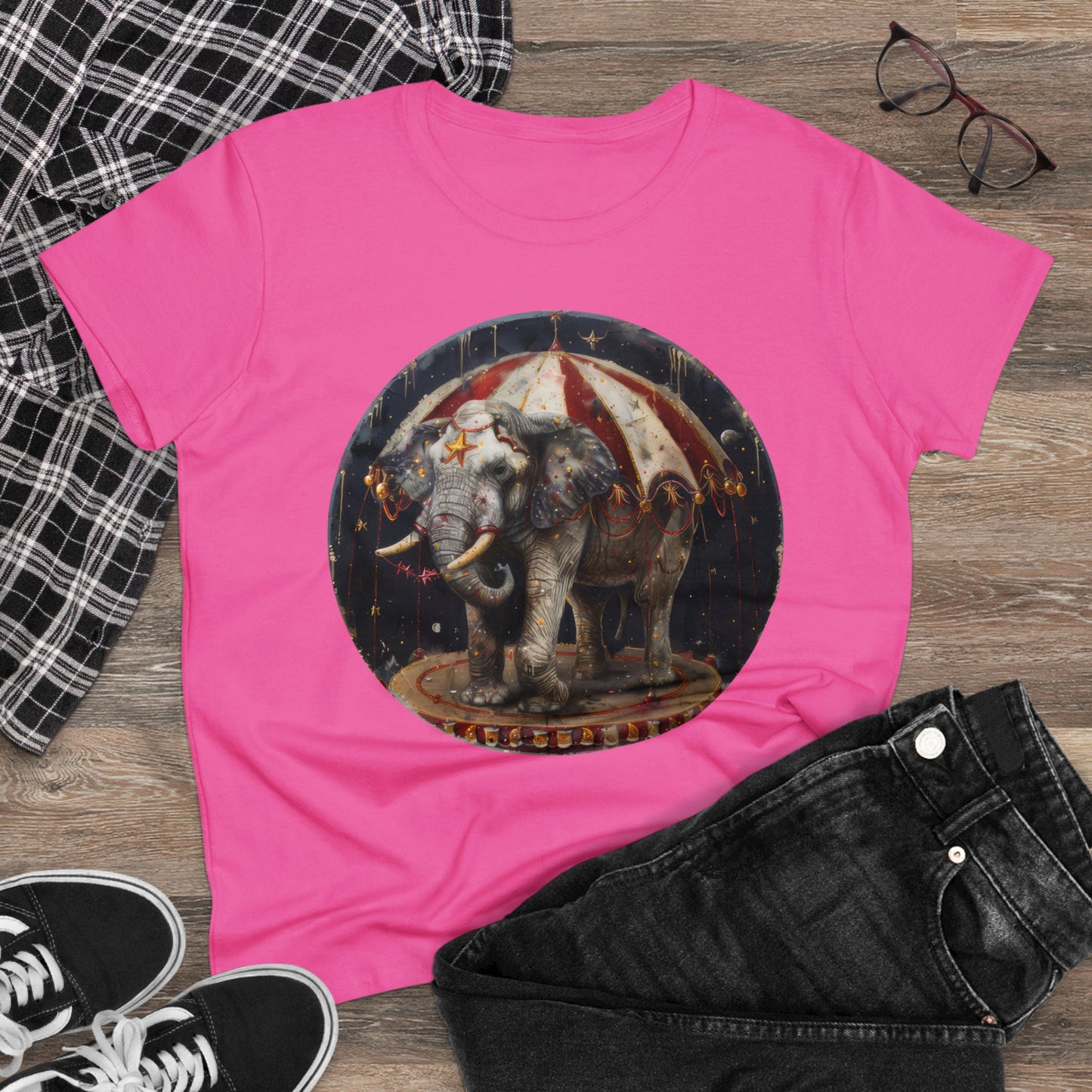 Circus Elephant - Women's Midweight Cotton Tee