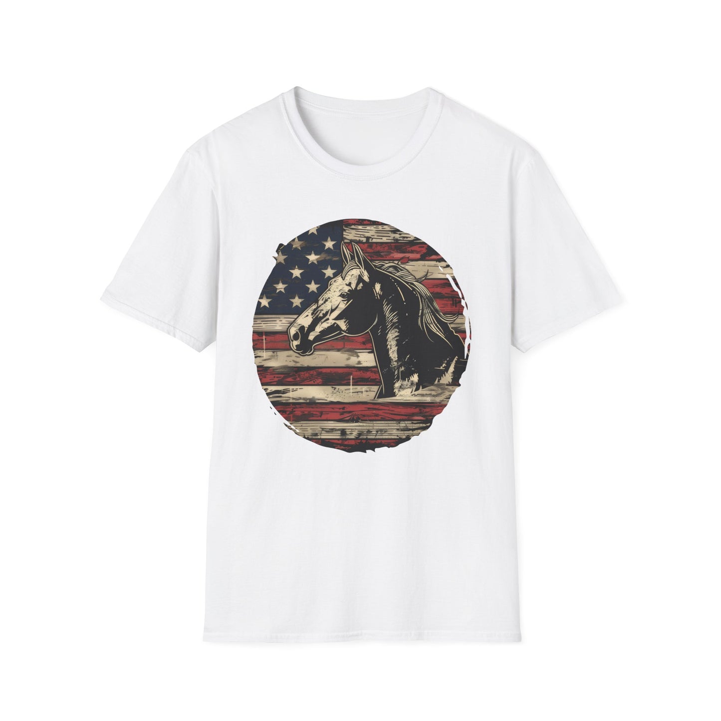 Horse and Flag - Unisex Softstyle T-Shirt