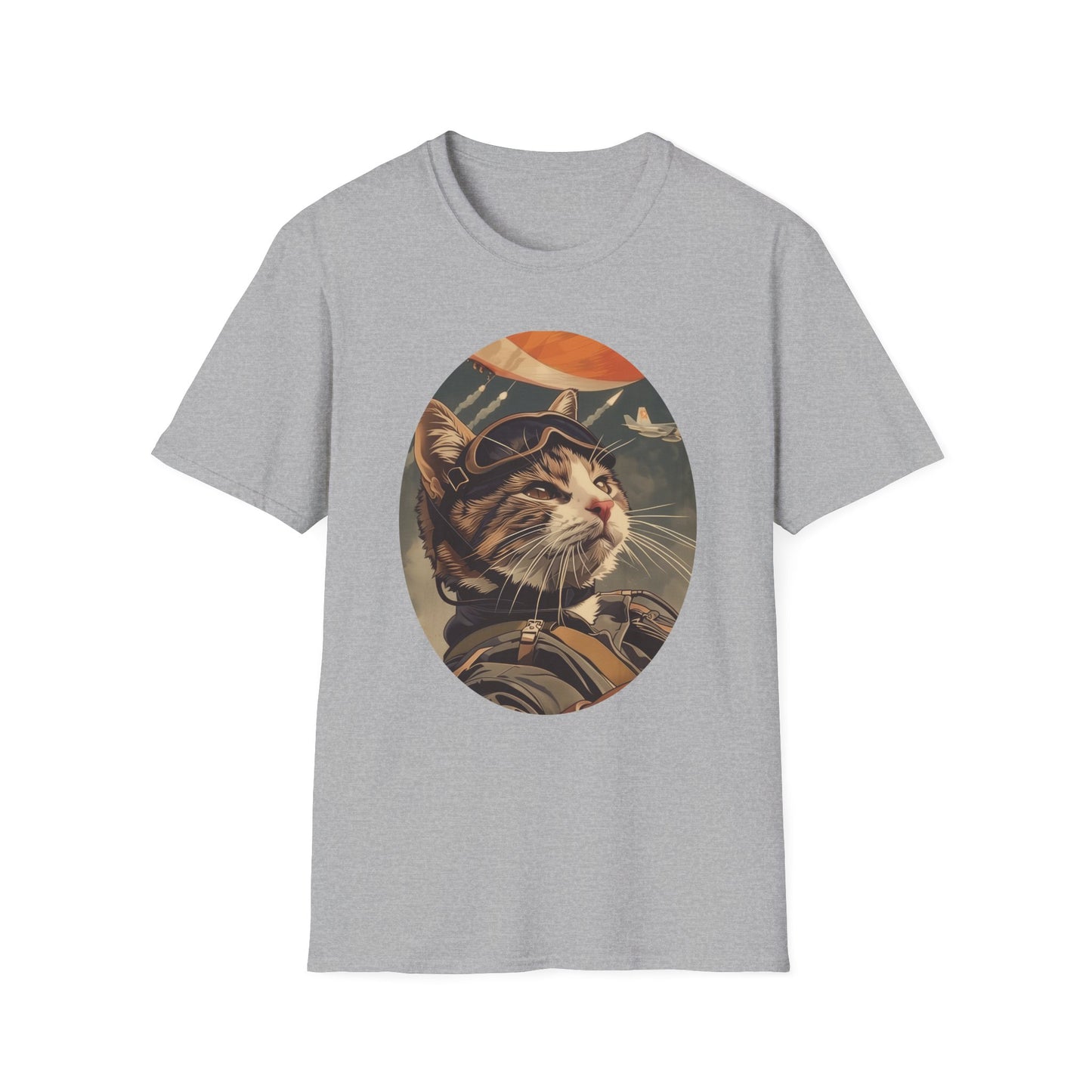 Cat Fighter Pilot - Unisex Softstyle T-Shirt