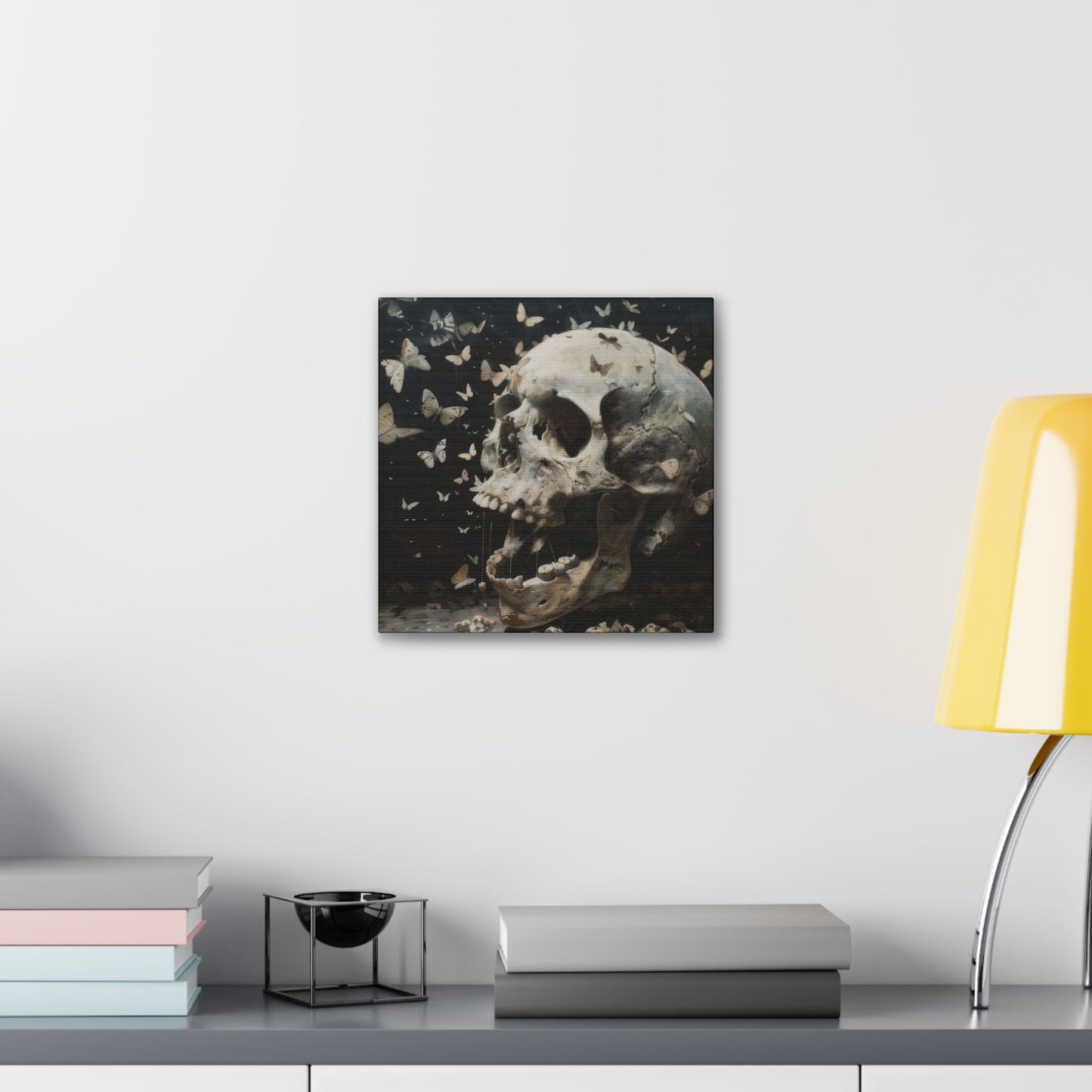 Skull and Butterflies - Canvas Stretched, 0.75"