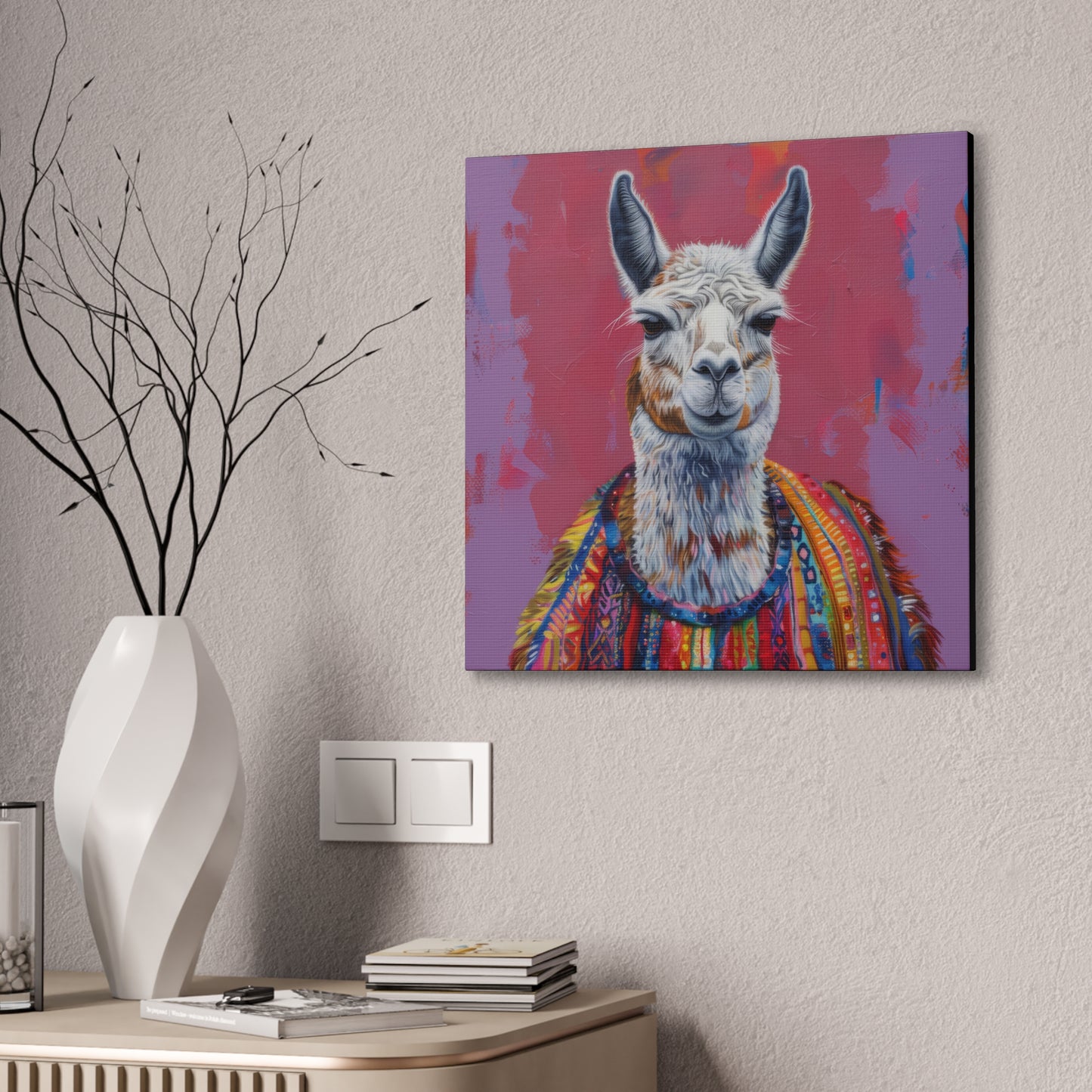 Llama - Canvas Stretched, 0.75"