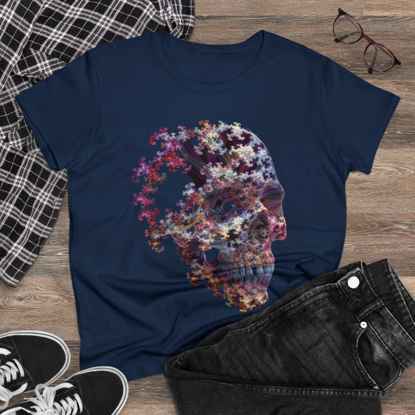 Fractal Skull - Women's Midweight Cotton Tee