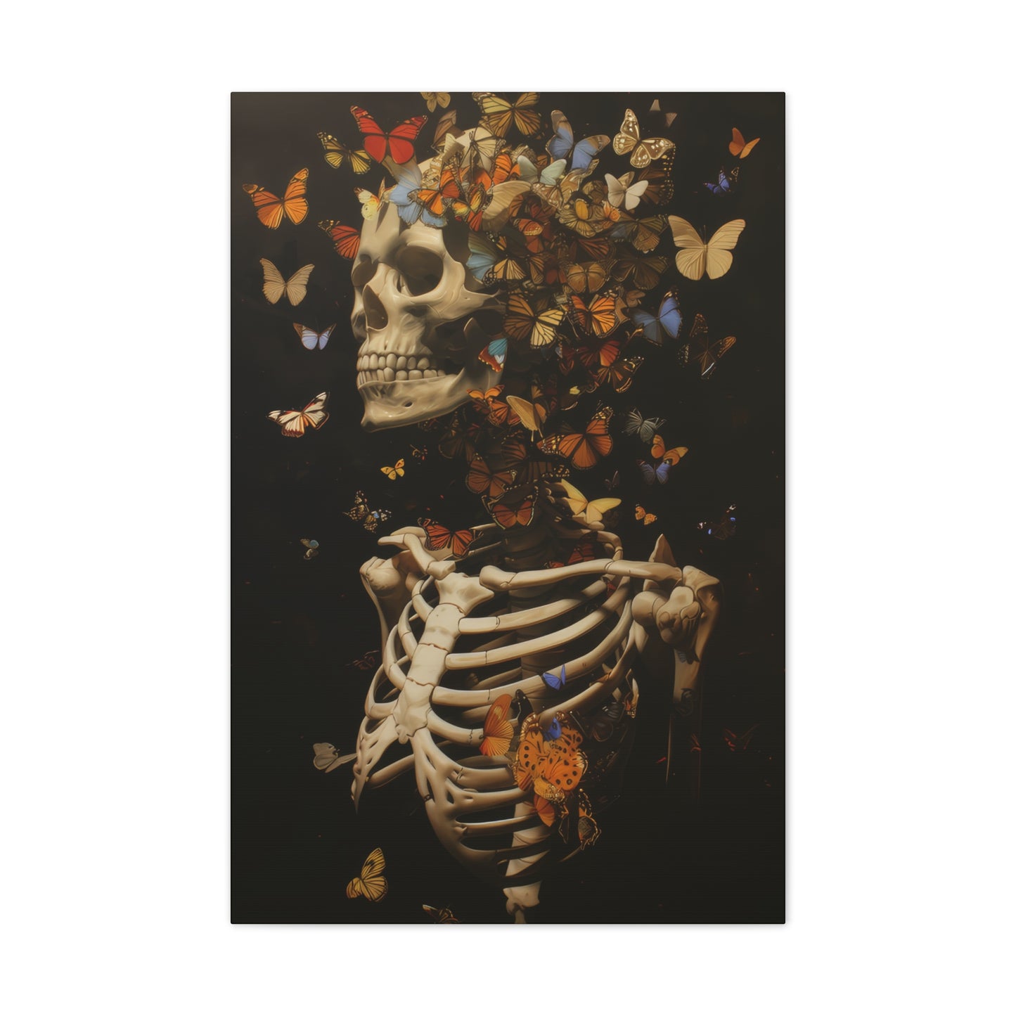 Skeleton and Butterflies - Canvas Stretched, 0.75"