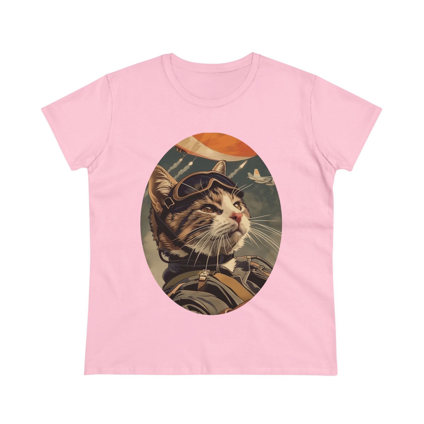 Kitty Fighter Pilot - Women's Midweight Cotton Tee