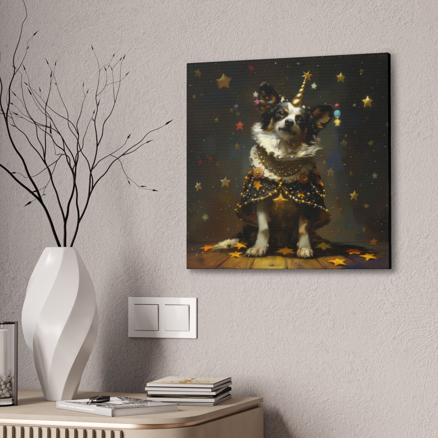 Star Dog Celebration - Canvas Stretched, 0.75"