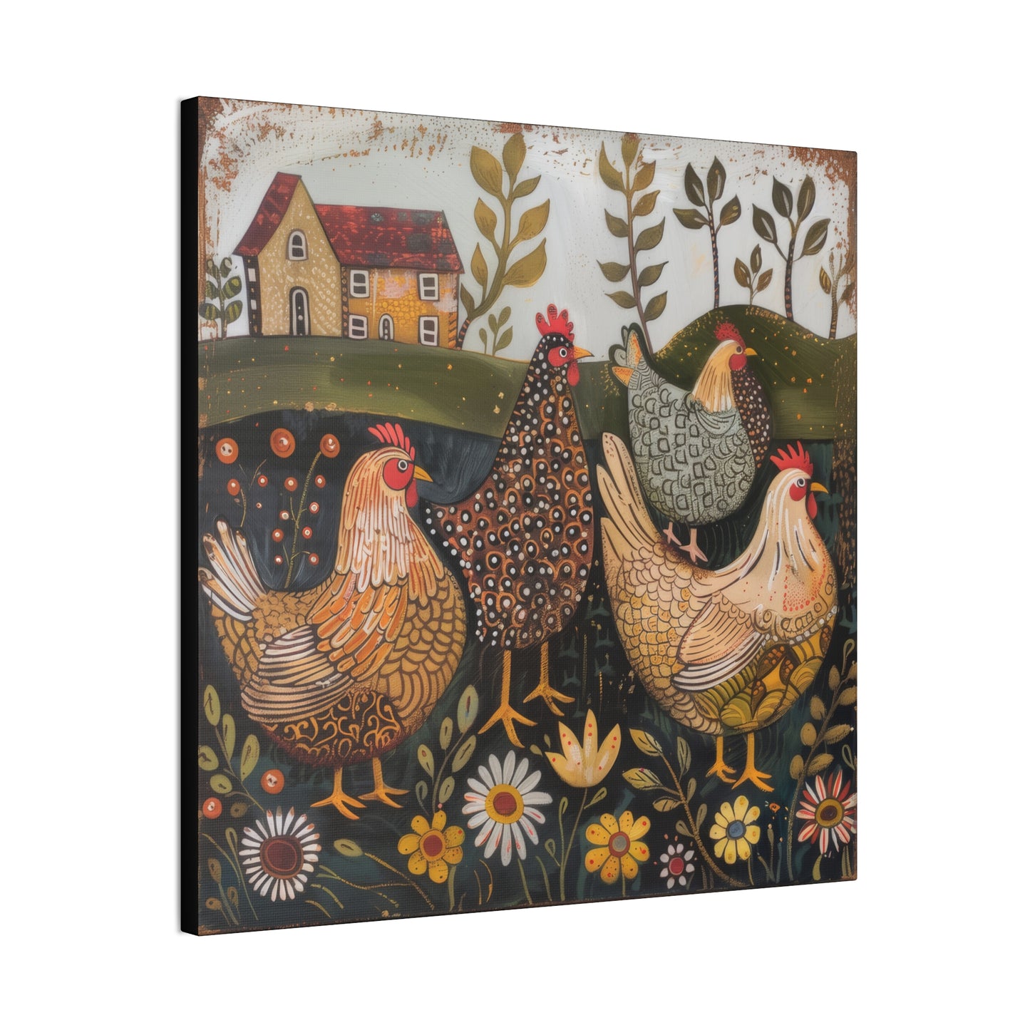 Chickens - Canvas Stretched, 0.75" - Canvas Stretched, 0.75"